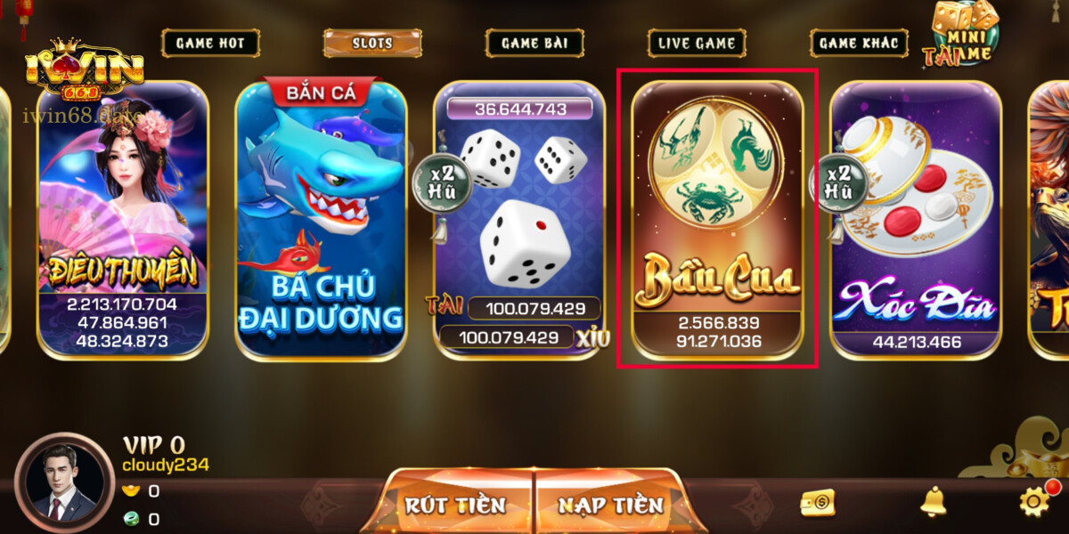 Bầu cua là trò chơi hấp dẫn bậc nhất tại Iwin68