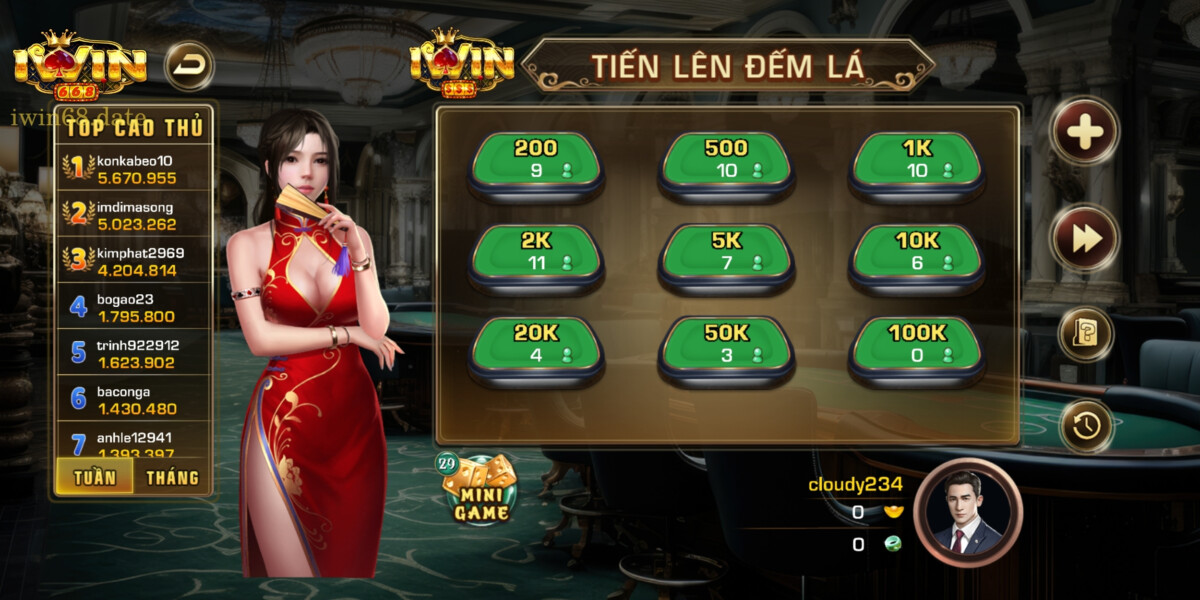Đa dạng bàn cược dành cho người chơi tại Tiến Lên Đếm Lá Iwin68