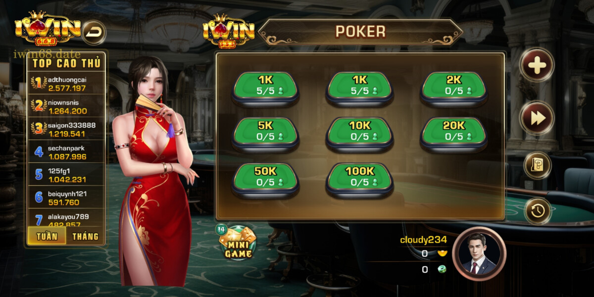 Phòng game Poker từ khi xuất hiện đã trở nên khá phổ biến tại Iwin68